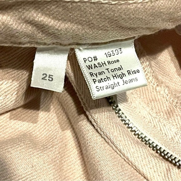 Reformation Ryan Tonal Light Pink Patch Straight Leg  High Rise Jeans size 25 - Picture 4 of 7